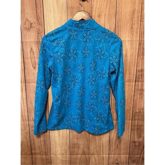 L.L. Bean M Blue Floral Outdoor Hiking Athletic Athleisure 1/4 Zip Top - Picture 5 of 5